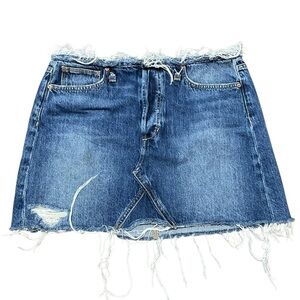 Joe's Jeans Distressed Blue Button Fly Mini Skirt